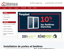 Tablet Screenshot of heritageportesetfenetres.com